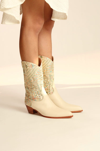 Embellished western outlet boots