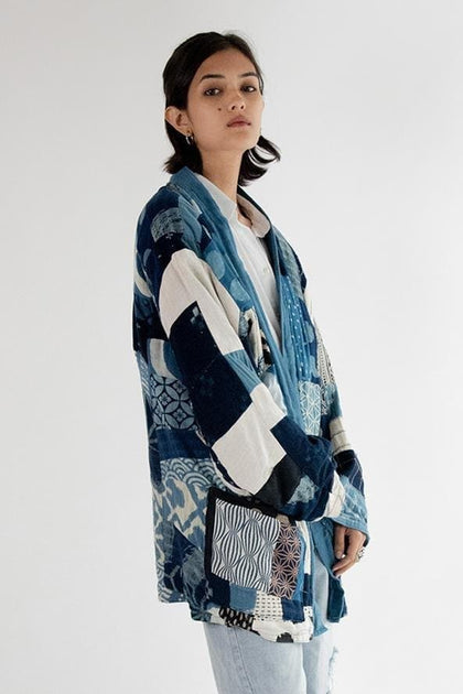 NWT Long Flowy Kimono Printed Patchwork S/M/L - Coats & jackets