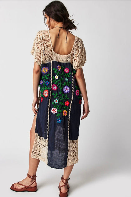 ISABELLA EMBROIDERED CROCHET KAFTAN X FREE PEOPLE, hand made