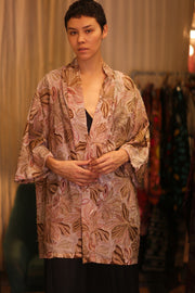 SHORT SILK EMBROIDERED KIMONO LINDA