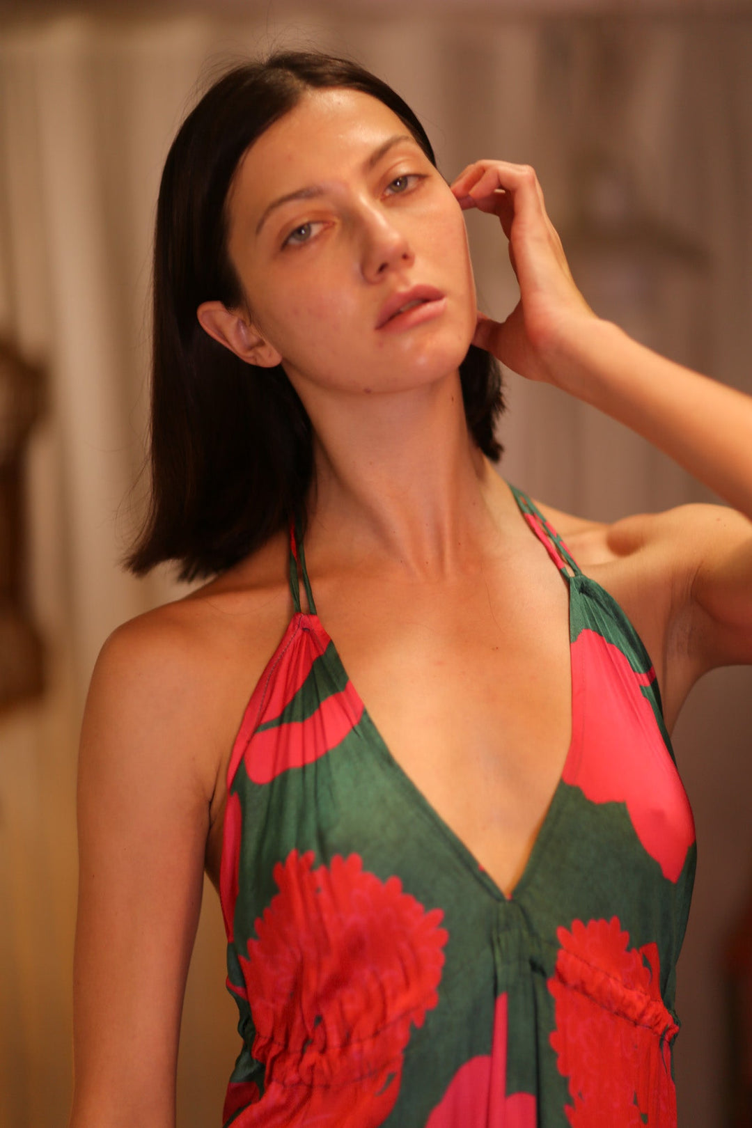 green sparkly dress outfit Hannah Cotton Poplin Dress, Moss Green – Wardrobe At The Cross main image 1