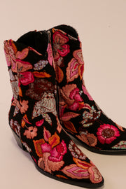 FLOWER SEQUIN EMBROIDERED BOOTS LISA