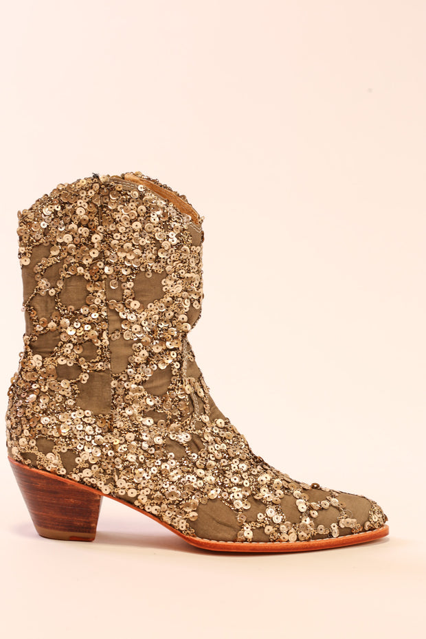 SILK SEQUIN EMBROIDERED BOOTS LOREN