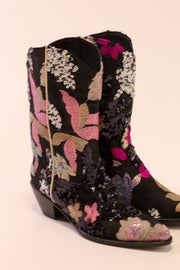 BLACK SEQUIN BOOTS ASBA