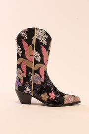 BLACK SEQUIN BOOTS ASBA