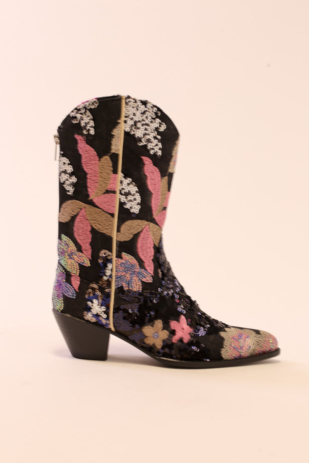 BLACK SEQUIN BOOTS ASBA