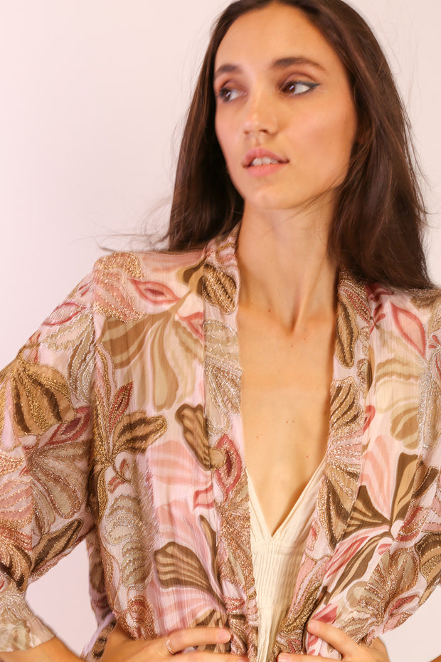 SEQUIN SILK EMBROIDERED KIMONO