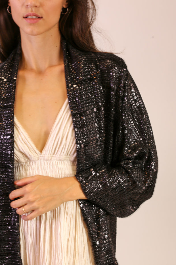 SEQUIN EMBROIDERED KIMONO MIDI