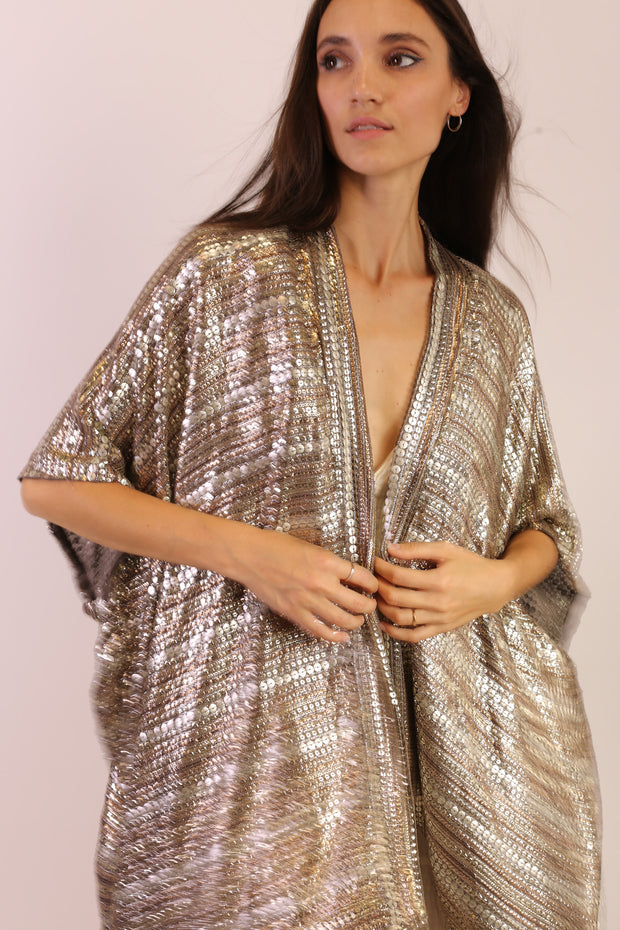 SEQUIN EMBROIDERED KIMONO MIDI