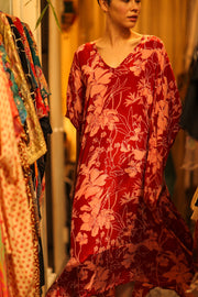 YAYA SILK KAFTAN RED SHERLYN