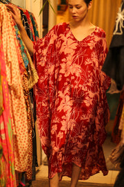 YAYA SILK KAFTAN RED SHERLYN
