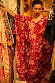 YAYA SILK KAFTAN RED SHERLYN