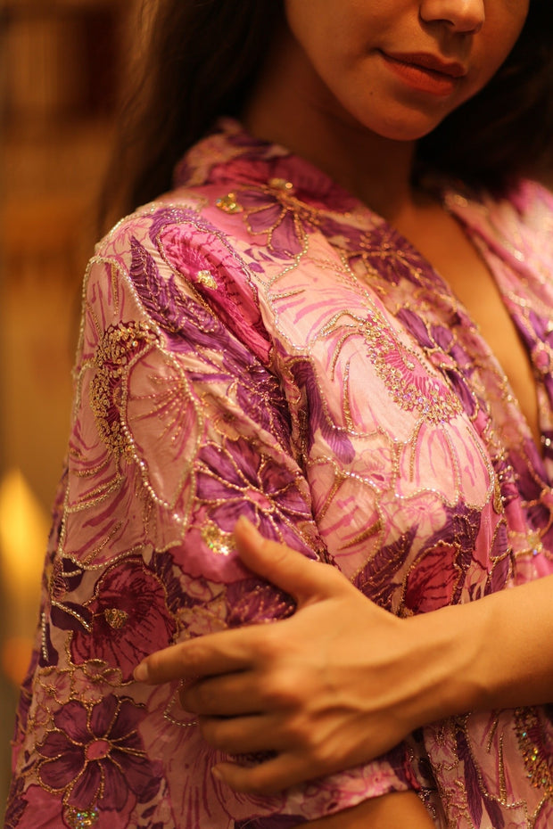 ANDREA EMBROIDERED KIMONO - sustainably made MOMO NEW YORK sustainable clothing, embroidered slow fashion