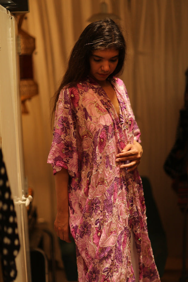 ANDREA EMBROIDERED KIMONO - sustainably made MOMO NEW YORK sustainable clothing, embroidered slow fashion