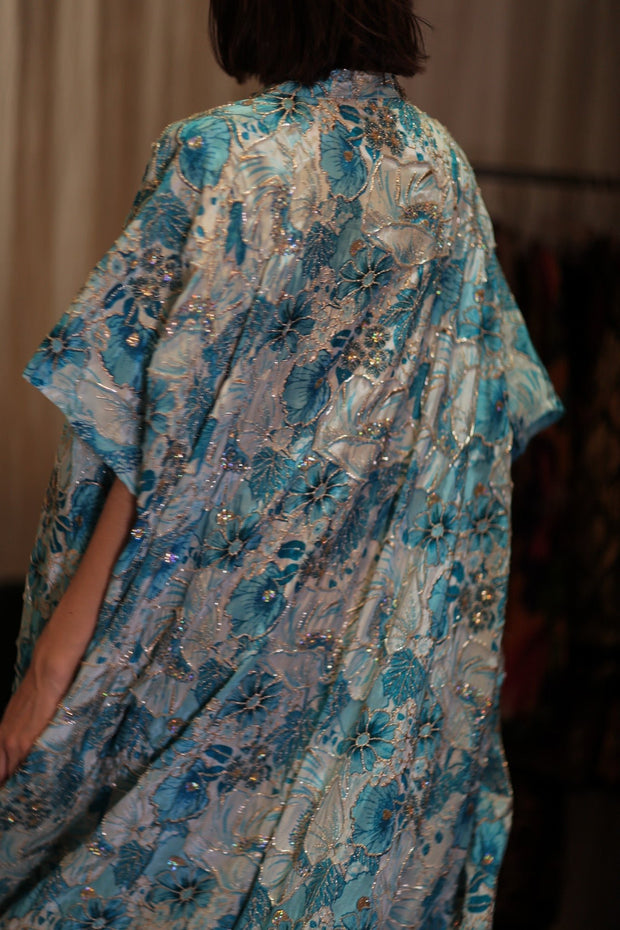 ANDREA EMBROIDERED KIMONO SKY BLUE - sustainably made MOMO NEW YORK sustainable clothing, Coat slow fashion