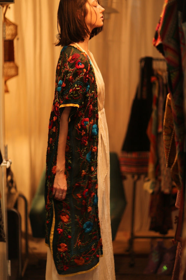 BIANCA EMBROIDERED KIMONO - sustainably made MOMO NEW YORK sustainable clothing, Coat slow fashion