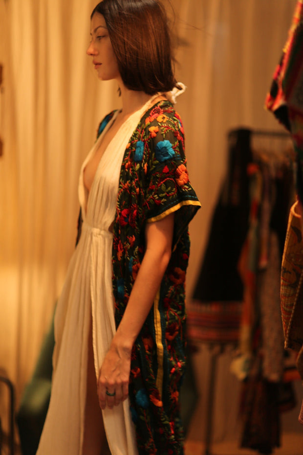 BIANCA EMBROIDERED KIMONO - sustainably made MOMO NEW YORK sustainable clothing, Coat slow fashion