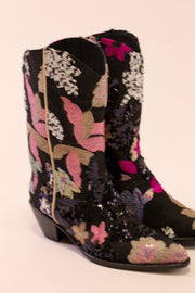 BLACK SEQUIN BOOTS ASBA - sustainably made MOMO NEW YORK sustainable clothing, slow fashion