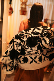 BLACK WHITE KIMONO DRISA - sustainably made MOMO NEW YORK sustainable clothing, slow fashion