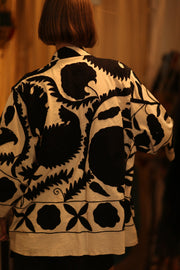 BLACK WHITE SUZANI KIMONO DRISA - sustainably made MOMO NEW YORK sustainable clothing, bestseller slow fashion