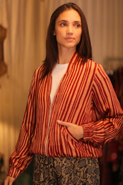BOMBER JACKET SILK ANCHA ITALEA - sustainably made MOMO NEW YORK sustainable clothing, bomberjacket slow fashion