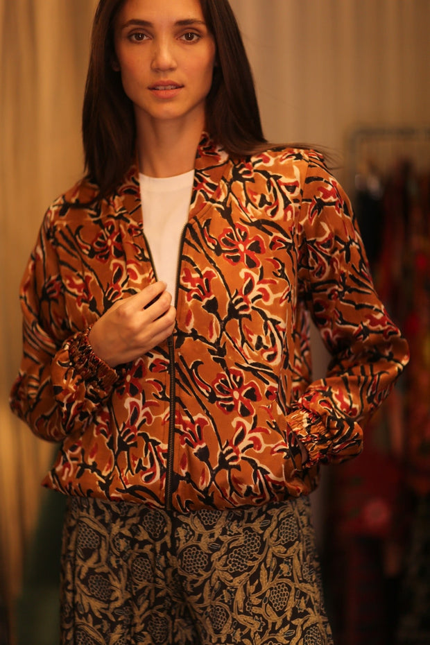 BOMBER JACKET SILK ANCHA JASMINE - sustainably made MOMO NEW YORK sustainable clothing, coatandjacket slow fashion