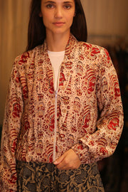 BOMBER JACKET SILK ANCHA MARINI - sustainably made MOMO NEW YORK sustainable clothing, bomberjacket slow fashion