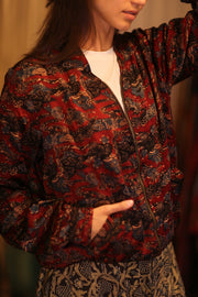 BOMBER JACKET SILK ANCHA POPI - sustainably made MOMO NEW YORK sustainable clothing, bomberjacket slow fashion