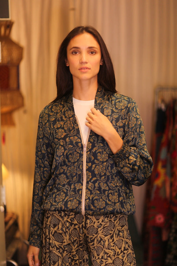 BOMBER SILK JACKET AMADA - BANGKOK TAILOR CLOTHING STORE - HANDMADE CLOTHING