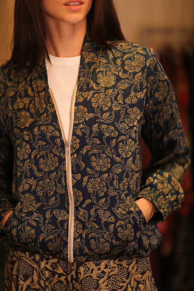 BOMBER SILK JACKET AMADA - BANGKOK TAILOR CLOTHING STORE - HANDMADE CLOTHING