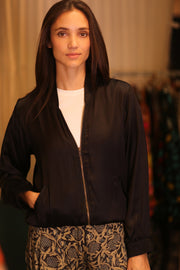 BOMBER SILK JACKET MABEL - BANGKOK TAILOR CLOTHING STORE - HANDMADE CLOTHING