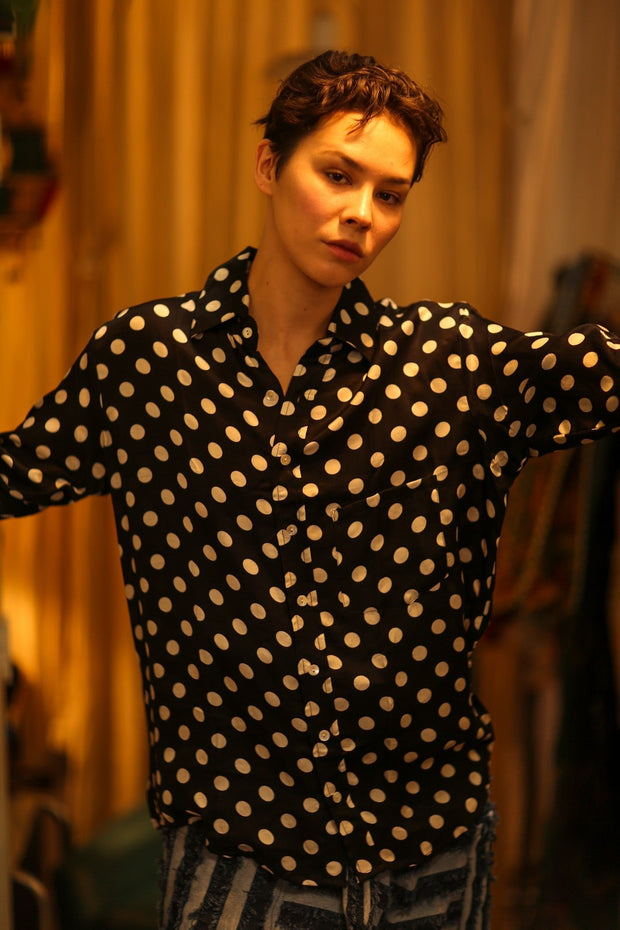 BOYFRIEND BILLIE BLACK AND WHITE - sustainably made MOMO NEW YORK sustainable clothing, boyfrend shirt slow fashion