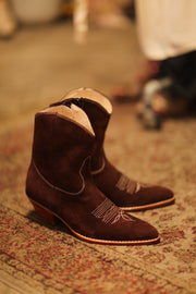 BROWN SUEDE SHORT BOOTS BRIALA - sustainably made MOMO NEW YORK sustainable clothing, boots slow fashion