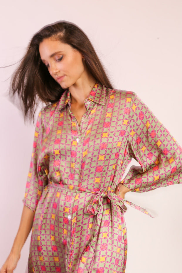 BUTTON DOWN DRESS KIMONO SOKAGI - sustainably made MOMO NEW YORK sustainable clothing, dress slow fashion