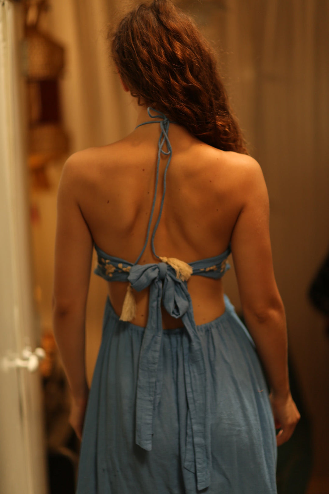 CANDY COTTON EMBROIDERED FLOWER DRESS, hand made