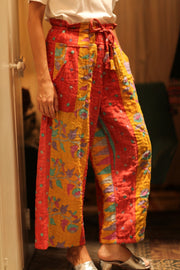 COTTON PANTS LENA MORNING COFFEE - sustainably made MOMO NEW YORK sustainable clothing, embroidered slow fashion