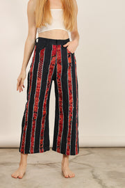 DENIM EMBROIDERED PATCHWORK STRIPE PANTS EMELIA - sustainably made MOMO NEW YORK sustainable clothing, slow fashion