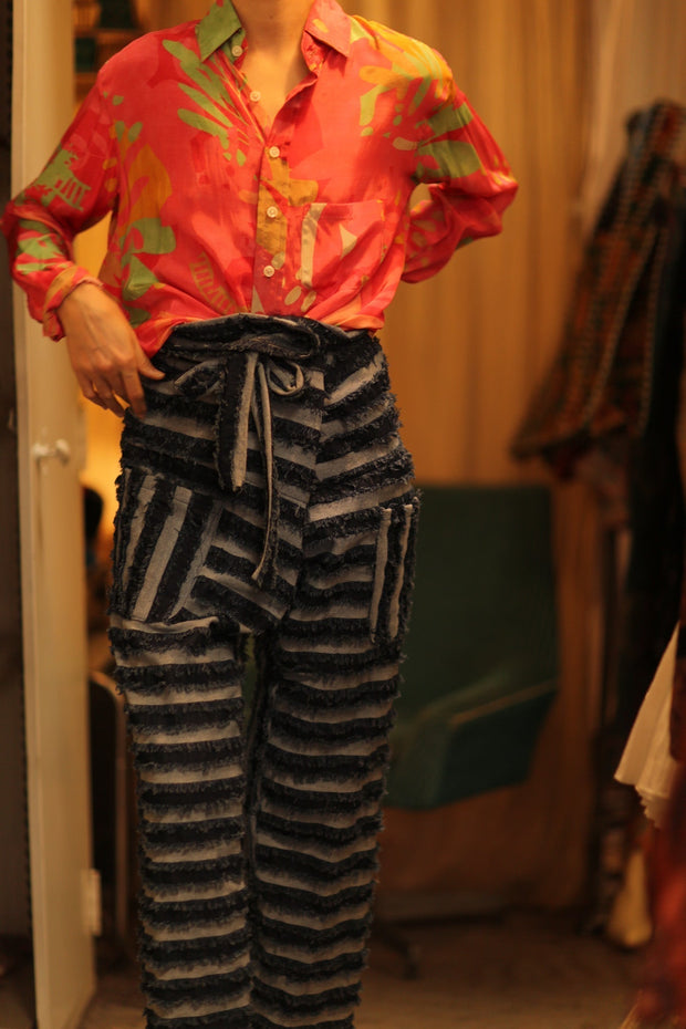 DENIM FISHERMAN PANTS LEROY - sustainably made MOMO NEW YORK sustainable clothing, new slow fashion