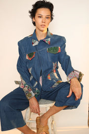 DENIM PATCHWORK JACKET PEENA - sustainably made MOMO NEW YORK sustainable clothing, slow fashion