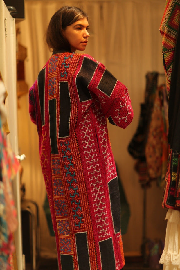 DORI TRIBAL PATCHWORK KIMONO - sustainably made MOMO NEW YORK sustainable clothing, Embroidered Patchwork slow fashion