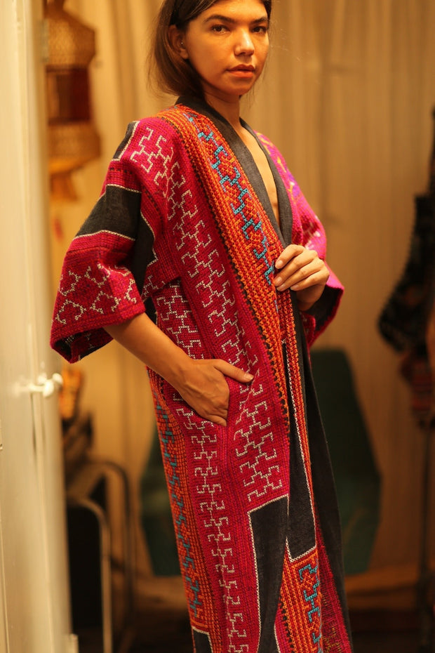 DORI TRIBAL PATCHWORK KIMONO - sustainably made MOMO NEW YORK sustainable clothing, Embroidered Patchwork slow fashion