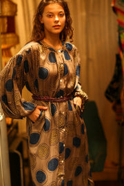 ELIZABETH SILK DRESS YO - YO YELLOW - sustainably made MOMO NEW YORK sustainable clothing, Boho Chic slow fashion