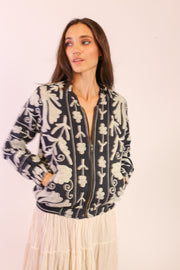 EMBROIDERED BOMBER JACKET AYSU - sustainably made MOMO NEW YORK sustainable clothing, new slow fashion