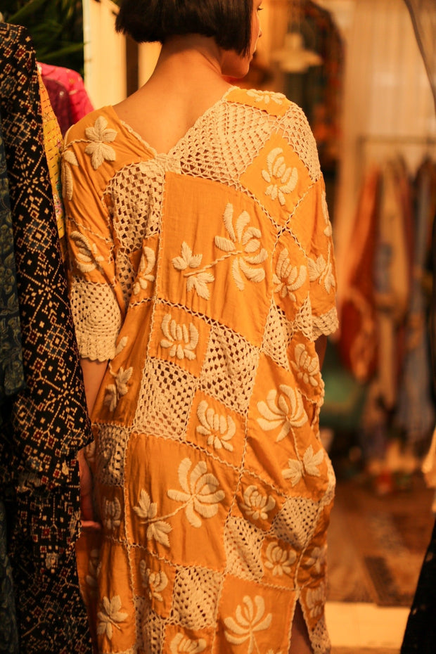 EMBROIDERED COTTON DRESS POLA - sustainably made MOMO NEW YORK sustainable clothing, kaftan slow fashion