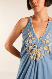 EMBROIDERED COTTON DRESS SHERESE - sustainably made MOMO NEW YORK sustainable clothing, dress slow fashion