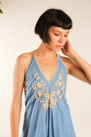 EMBROIDERED COTTON DRESS SHERESE - sustainably made MOMO NEW YORK sustainable clothing, dress slow fashion