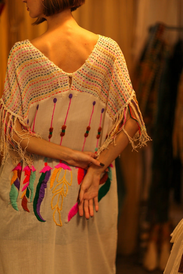 EMBROIDERED KAFTAN DRESS PHOEBIN - sustainably made MOMO NEW YORK sustainable clothing, bestseller slow fashion