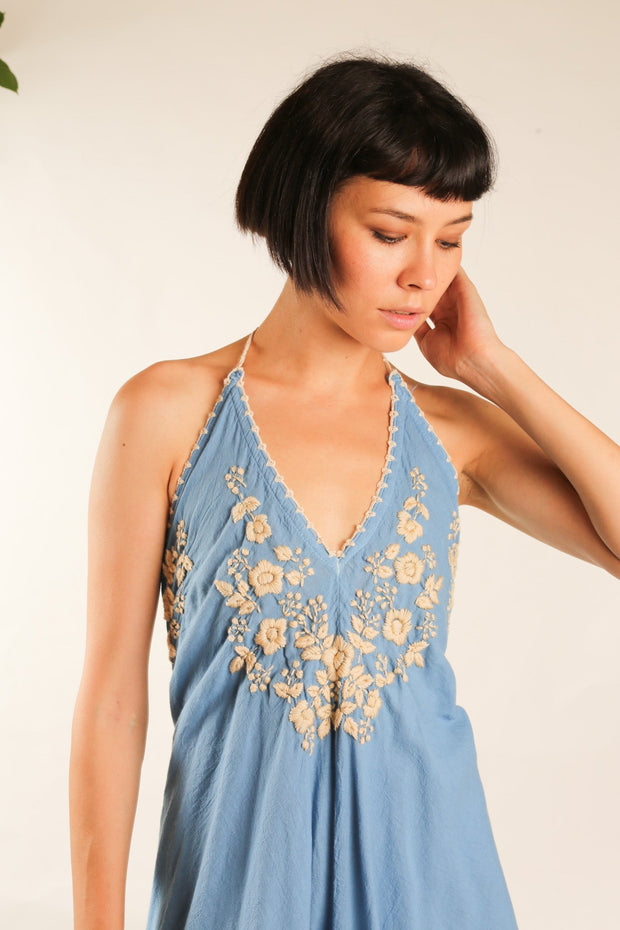 EMBROIDERED KAFTAN DRESS SHERESE - sustainably made MOMO NEW YORK sustainable clothing, new slow fashion