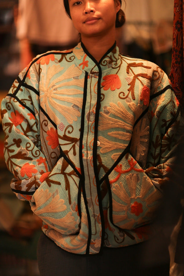 EMBROIDERED KANTHA JACKET LIZA - sustainably made MOMO NEW YORK sustainable clothing, bestseller slow fashion