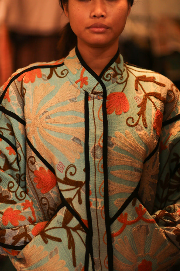 EMBROIDERED KANTHA JACKET LIZA - sustainably made MOMO NEW YORK sustainable clothing, bestseller slow fashion